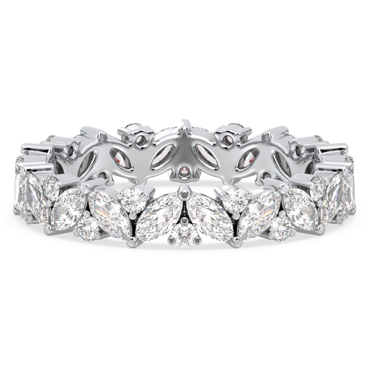 LILETTA MARQUISE AND ROUND CUT LAB GROWN DIAMOND ETERNITY WEDDING ANNIVERSARY RING, GOLD