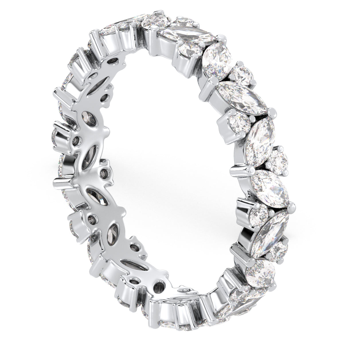LILETTA MARQUISE AND ROUND CUT LAB GROWN DIAMOND ETERNITY WEDDING ANNIVERSARY RING, GOLD
