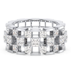 AZALEA PRINCESS CUT LAB GROWN DIAMOND CHECKERBOARD STATEMENT BAND, GOLD