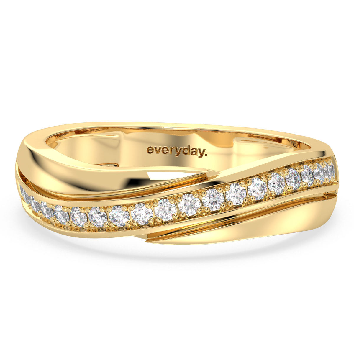 SOPHIA ROUND CUT LAB GROWN DIAMOND STUDDED TWISTED WEDDING STACKABLE BAND, GOLD