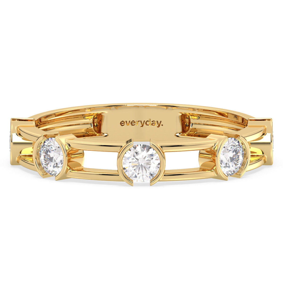 CLARETTE LAB GROWN DIAMOND STATION RING WITH A TWIST SHANK, GOLD