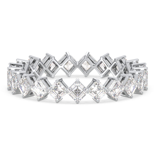 KATE LAB GROWN DIAMOND DIAGONALLY SET SQUARE EMERALD CUT ETERNITY RING, GOLD