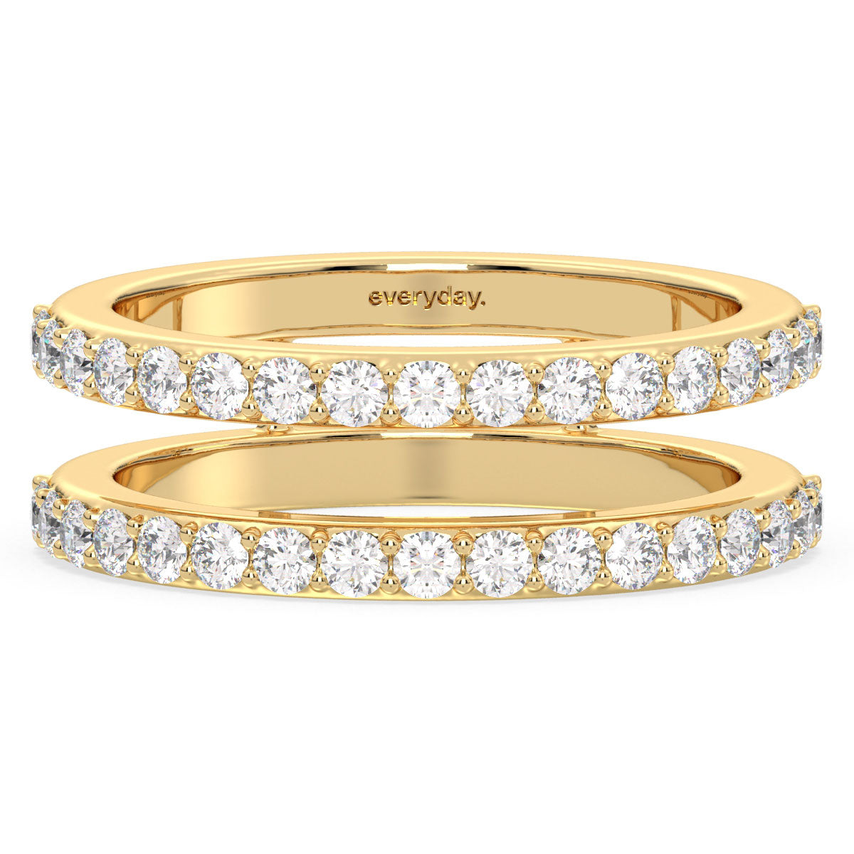 HEATHER TWIN ROW STUDDED LAB GROWN DIAMOND AFFORDABLE STACKABLE RING, GOLD