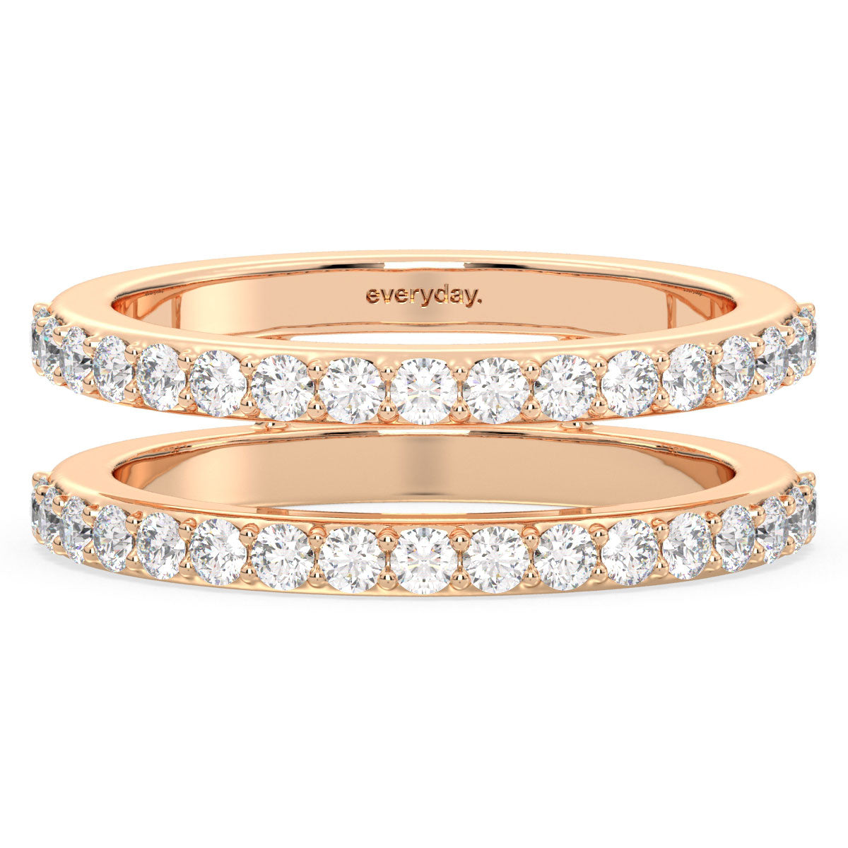 HEATHER TWIN ROW STUDDED LAB GROWN DIAMOND AFFORDABLE STACKABLE RING, GOLD