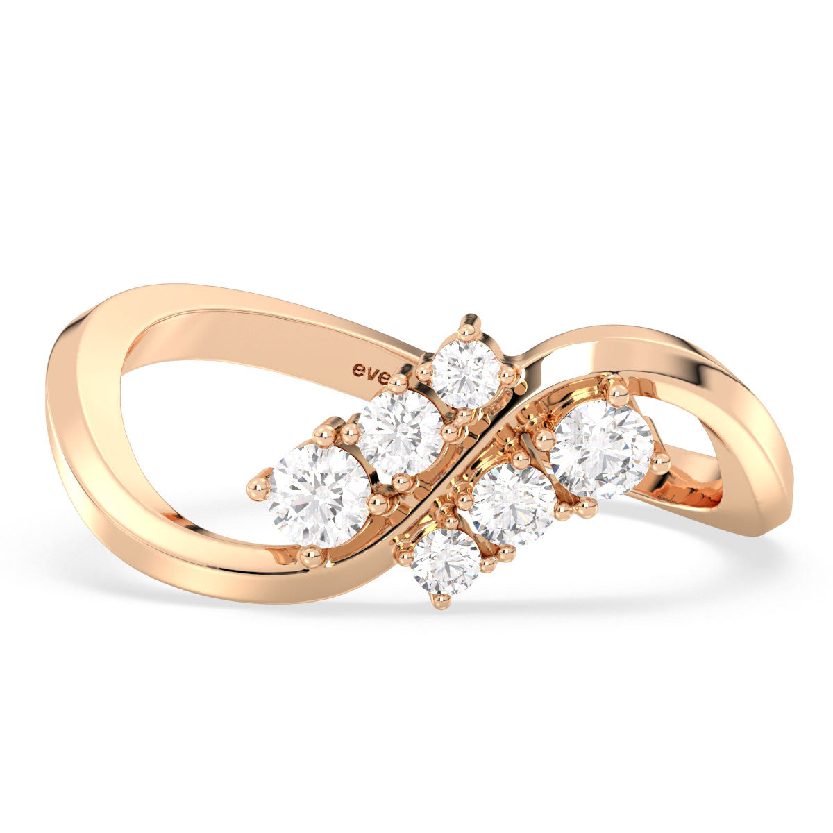 SOPHIA CURVED SHANK STACKABLE WEDDING RING WITH ROUND LAB GROWN DIAMONDS, GOLD