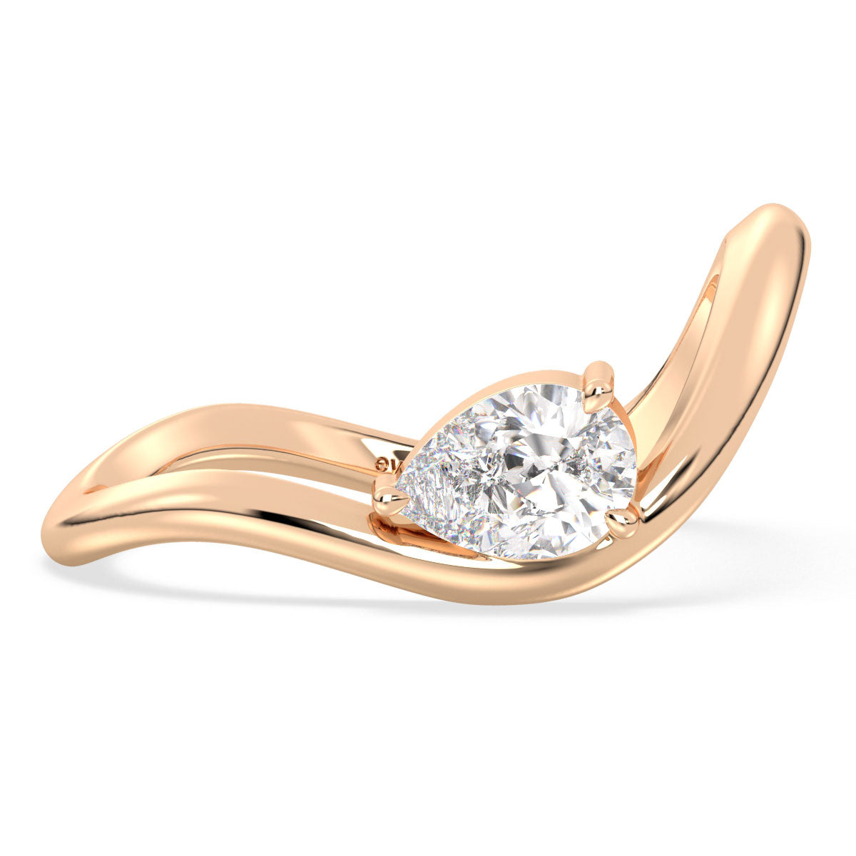 MARGUERITE PEAR CUT LAB GROWN DIAMOND SOLITAIRE ENGAGEMENT RING WITH A CURVED SHANK, GOLD