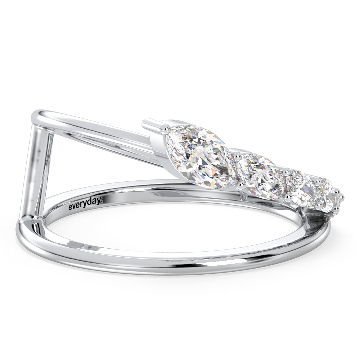 LILETTA ASSYMETRICAL MARQUISE CUT LAB GROWN DIAMOND ENGAGEMENT RING WITH A SPLIT SHANK, GOLD