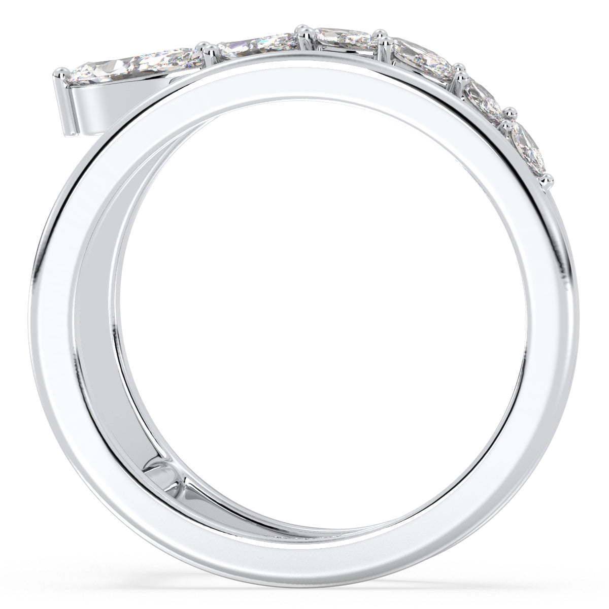 LILETTA ASSYMETRICAL MARQUISE CUT LAB GROWN DIAMOND ENGAGEMENT RING WITH A SPLIT SHANK, GOLD