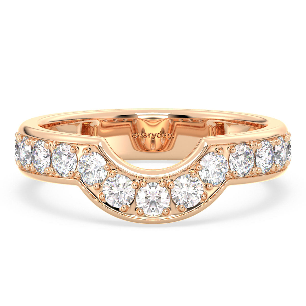 AMARA ROUND DIAMONDS U-SHAPED STACKABLE RING, GOLD