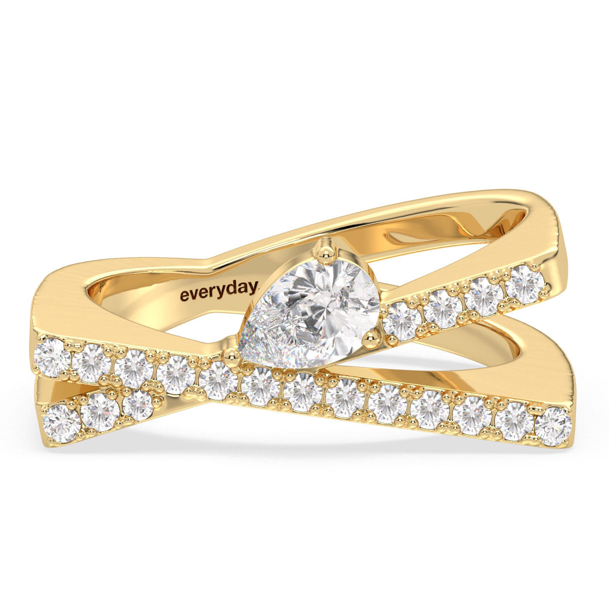 MARGUERITE PEAR CUT LAB GROWN DIAMOND SOLITAIRE ENGAGEMENT SET RING WITH A BOXY SHANK, GOLD