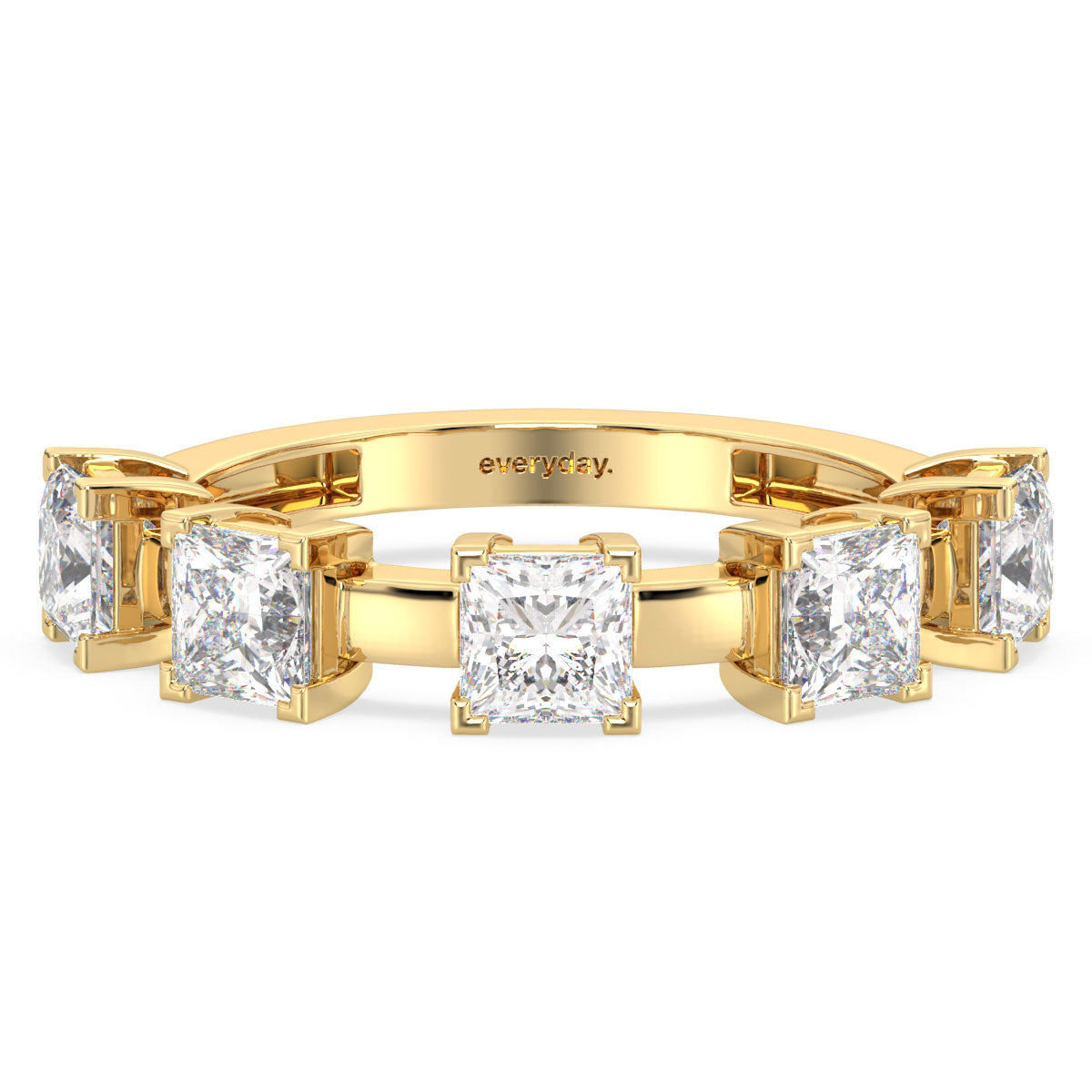 HEATHER PRINCESS CUT LAB GROWN DIAMOND STATION STACKABLE RING, GOLD