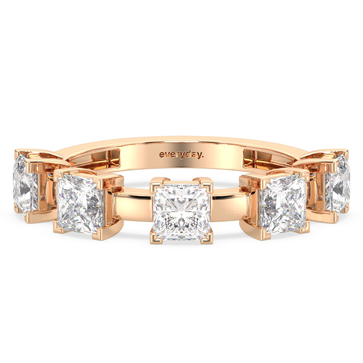 HEATHER PRINCESS CUT LAB GROWN DIAMOND STATION STACKABLE RING, GOLD