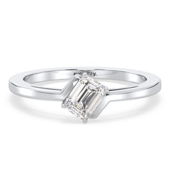 KATE EMERALD CUT LAB GROWN DIAMOND SOLITAIRE BYPASS ENGAGEMENT RING, GOLD