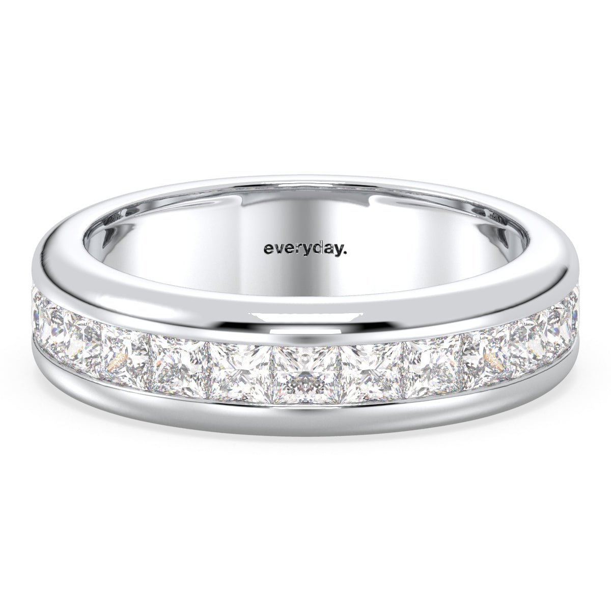 AMARA PRINCESS CUT CHANNEL SET HALF ETERNITY STACKABLE DIAMOND RING, GOLD