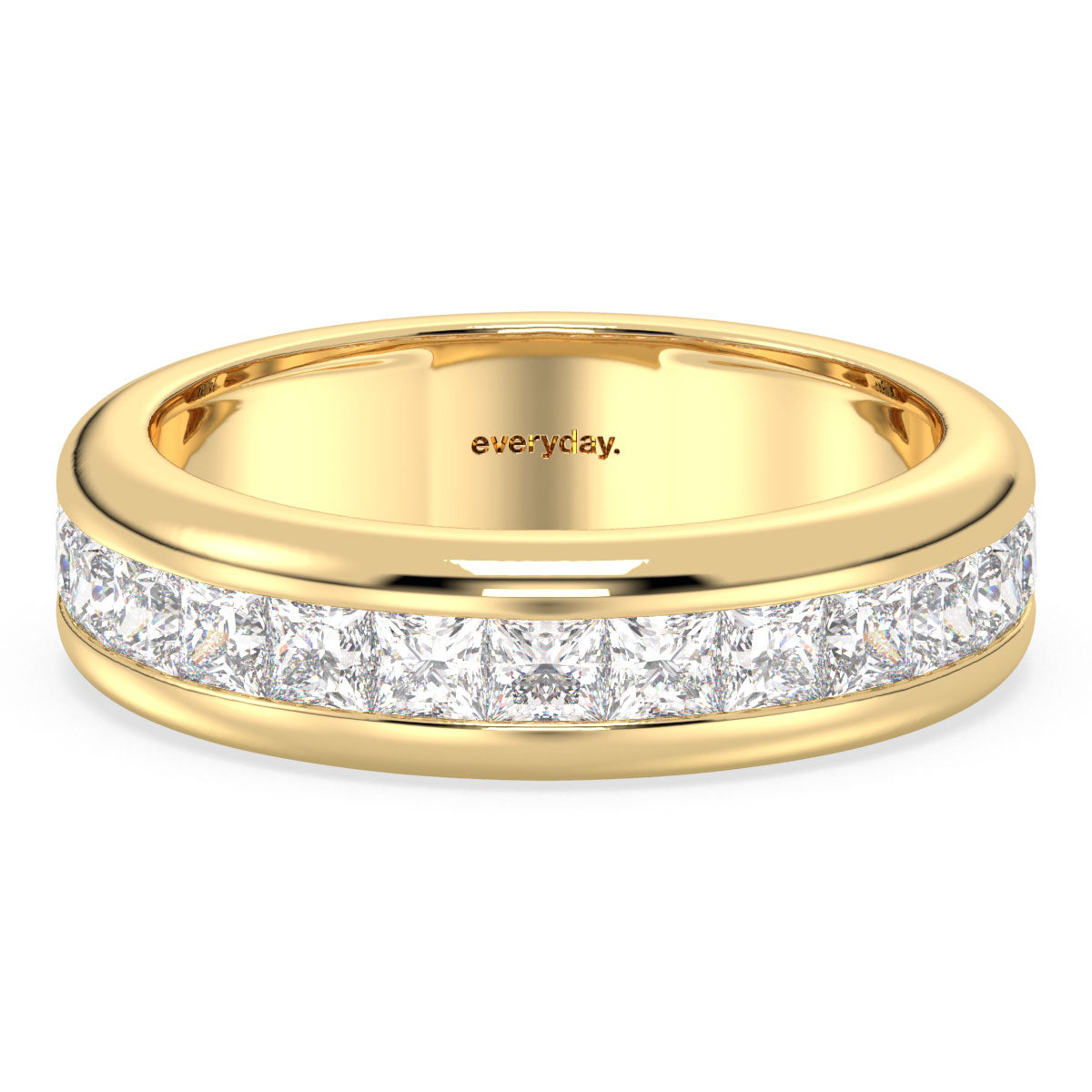 AMARA PRINCESS CUT CHANNEL SET HALF ETERNITY STACKABLE DIAMOND RING, GOLD