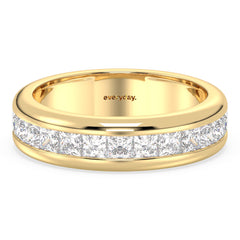 AMARA PRINCESS CUT CHANNEL SET HALF ETERNITY STACKABLE DIAMOND RING, GOLD