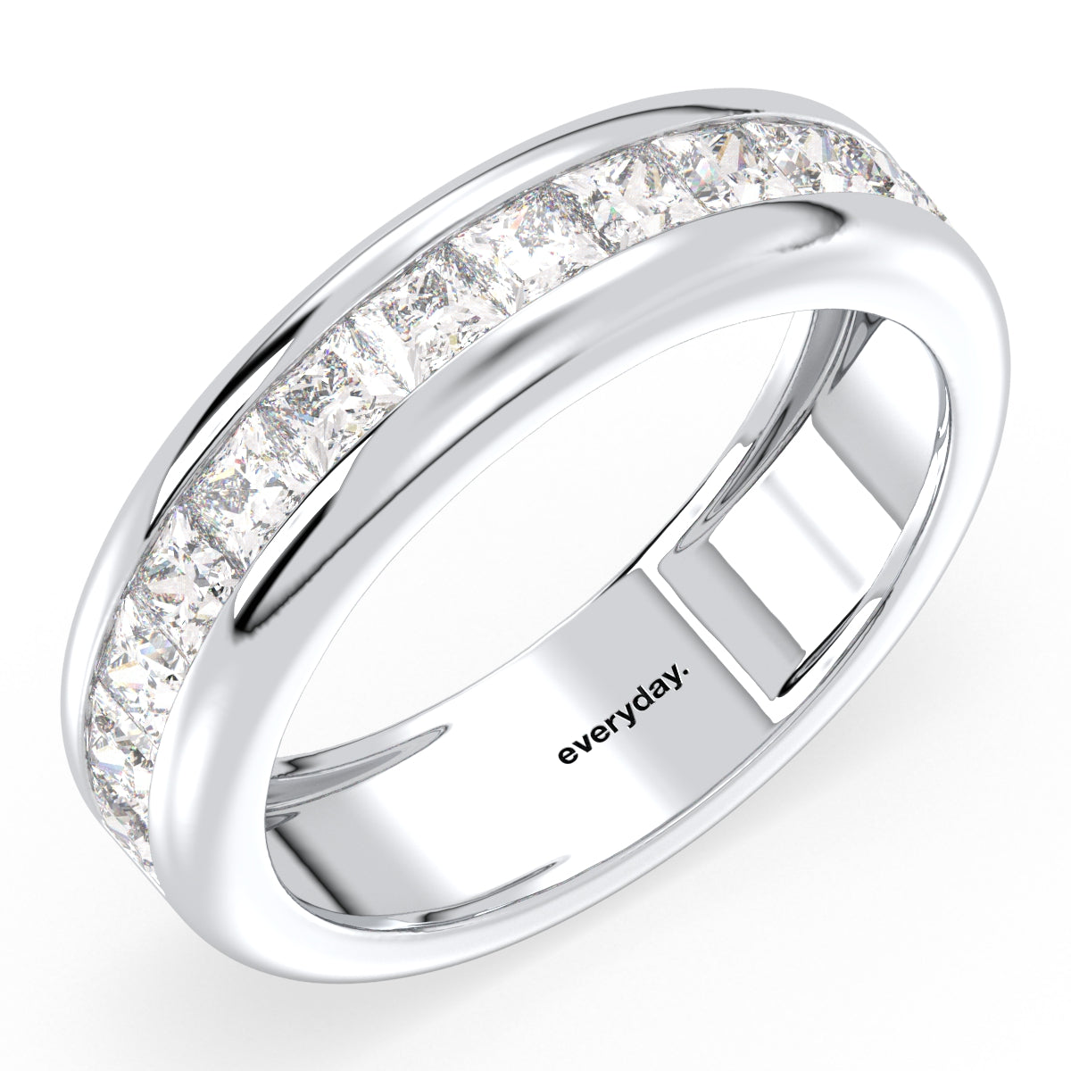 AMARA PRINCESS CUT CHANNEL SET HALF ETERNITY STACKABLE DIAMOND RING, GOLD