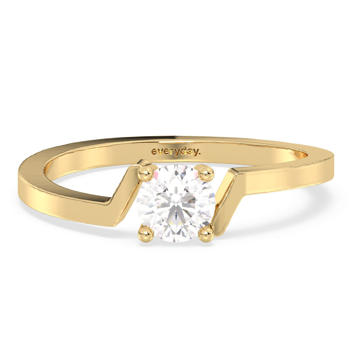 HEATHER ROUND CUT LAB GROWN DIAMOND SOLITAIRE BYPASS SHANK STACKABLE ENGAGEMENT RING, GOLD