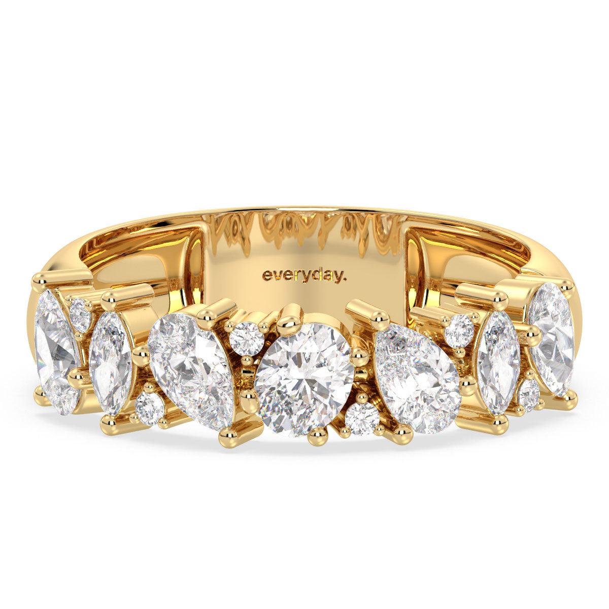 SOPHIA MULTI-CUT LAB GROWN DIAMOND HALF ETERNITY STACKABLE RING, GOLD