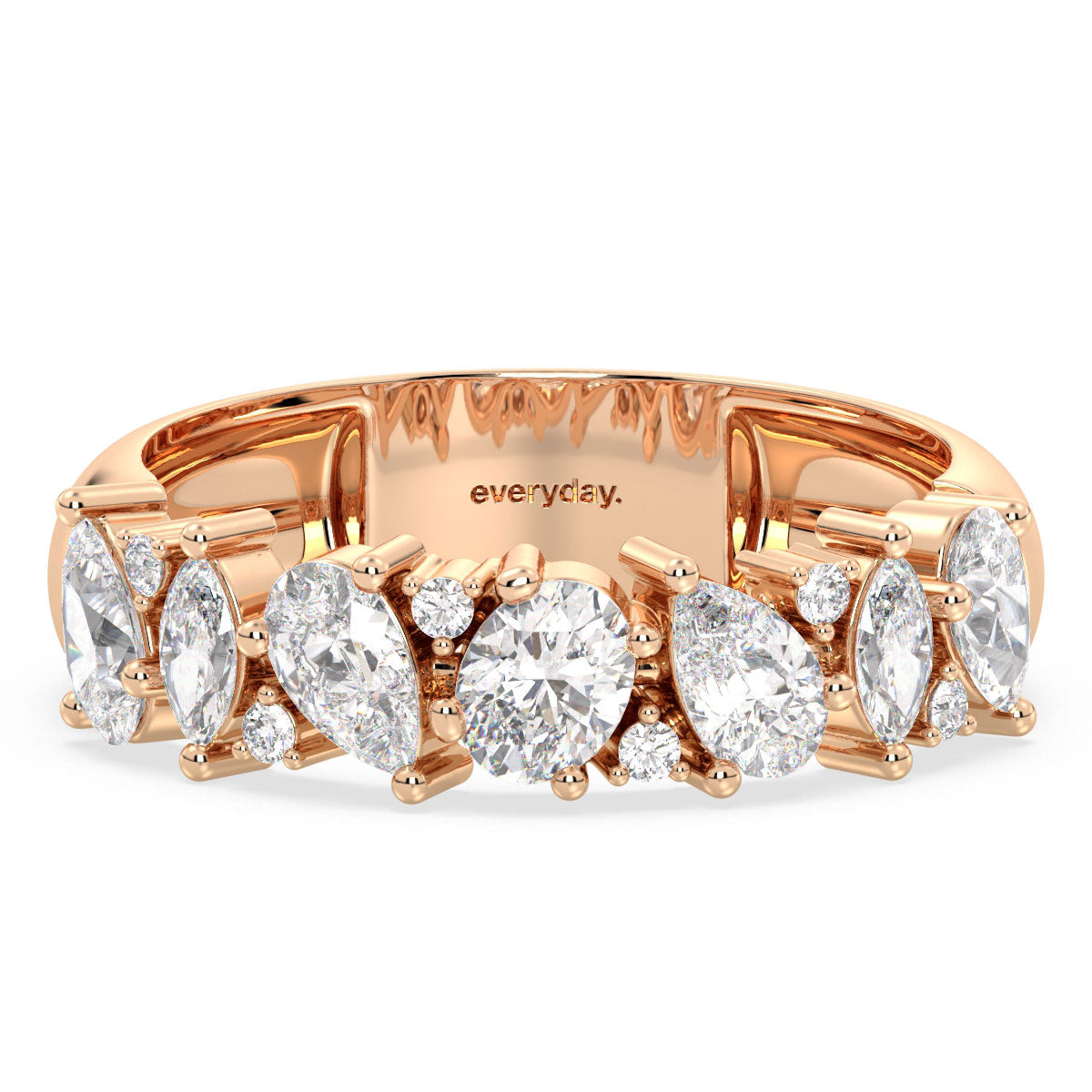 SOPHIA MULTI-CUT LAB GROWN DIAMOND HALF ETERNITY STACKABLE RING, GOLD