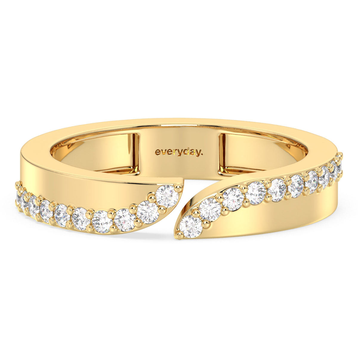 AMARA LAB GROWN DIAMOND STUDDED OPEN TOP STACKABLE RING, GOLD