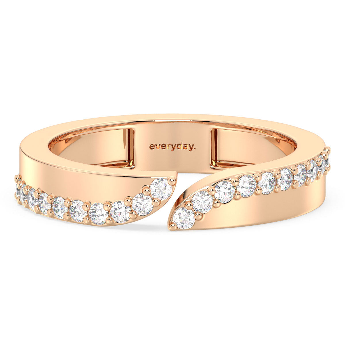 AMARA LAB GROWN DIAMOND STUDDED OPEN TOP STACKABLE RING, GOLD