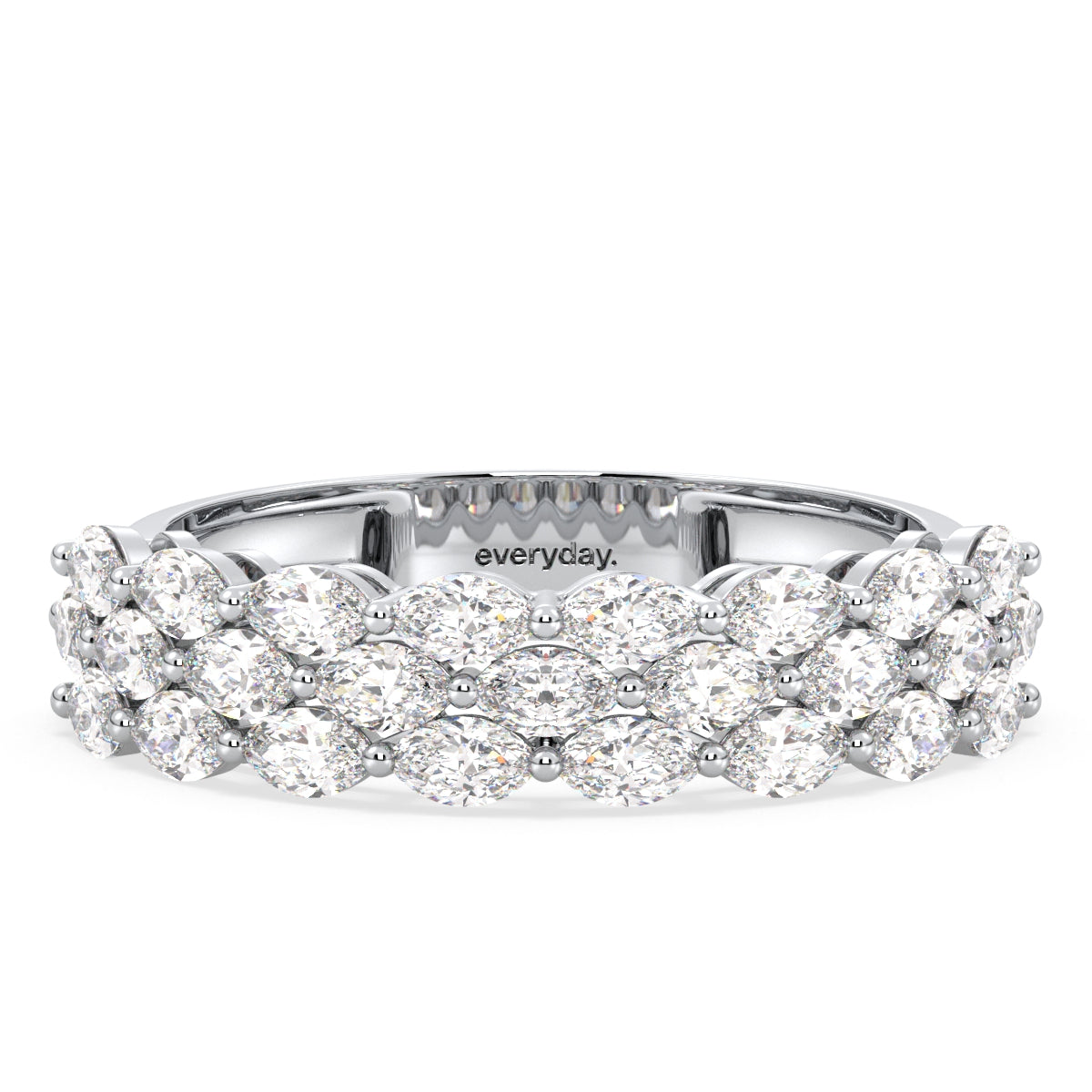 LILETTA MARQUISE CUT LAB GROWN DIAMOND CLUSTER WEDDING COUPLES BAND, GOLD