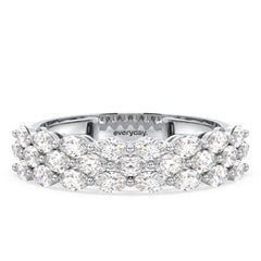 LILETTA MARQUISE CUT LAB GROWN DIAMOND CLUSTER WEDDING COUPLES BAND, GOLD