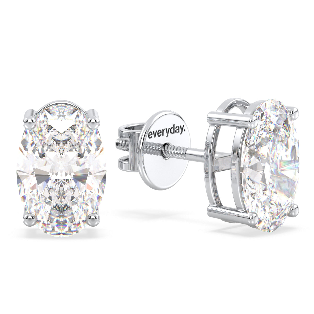 IRENE OVAL CUT LAB GROWN DIAMOND SOLITAIRE EAR STUDS, GOLD