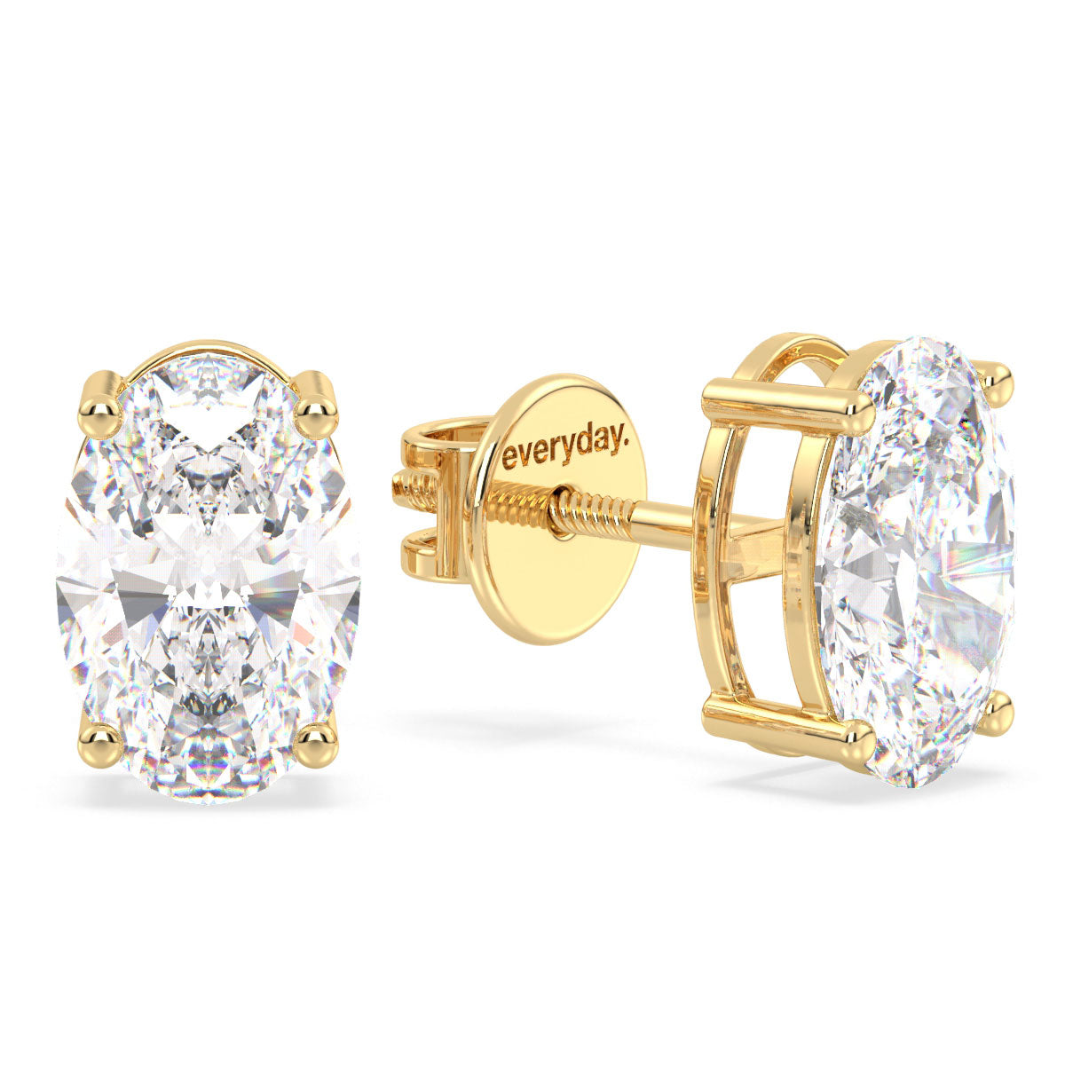 IRENE OVAL CUT LAB GROWN DIAMOND SOLITAIRE EAR STUDS, GOLD