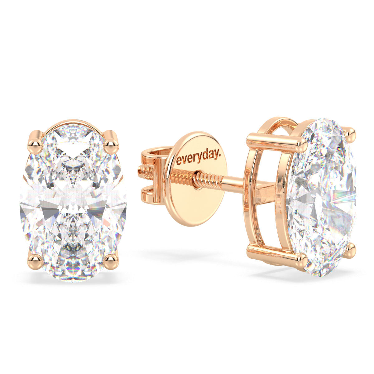 IRENE OVAL CUT LAB GROWN DIAMOND SOLITAIRE EAR STUDS, GOLD