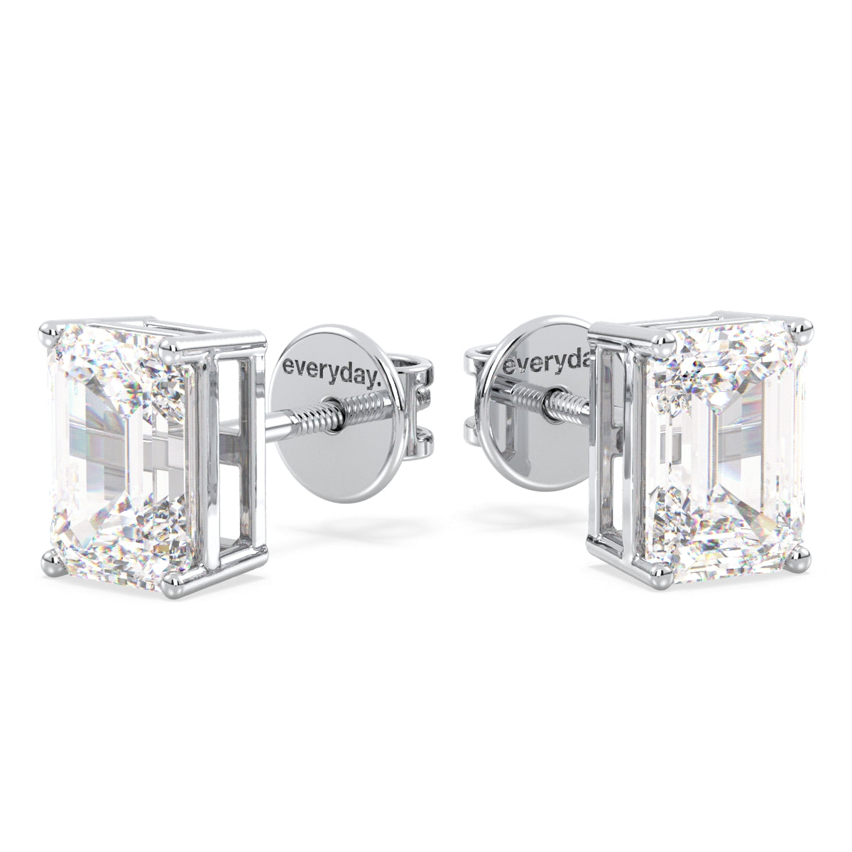 KATE EMERALD CUT LAB GROWN DIAMOND SOLITAIRE EAR STUDS, GOLD