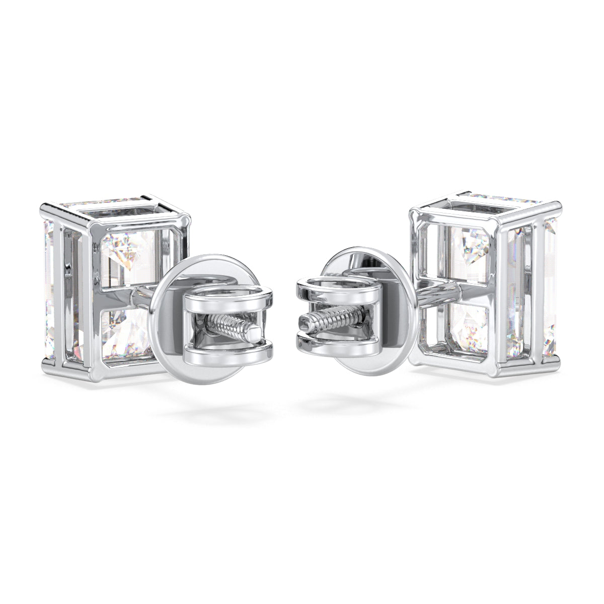 KATE EMERALD CUT LAB GROWN DIAMOND SOLITAIRE EAR STUDS, GOLD