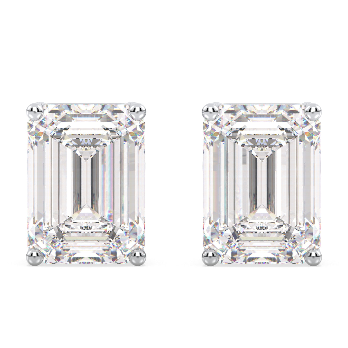 KATE EMERALD CUT LAB GROWN DIAMOND SOLITAIRE EAR STUDS, GOLD