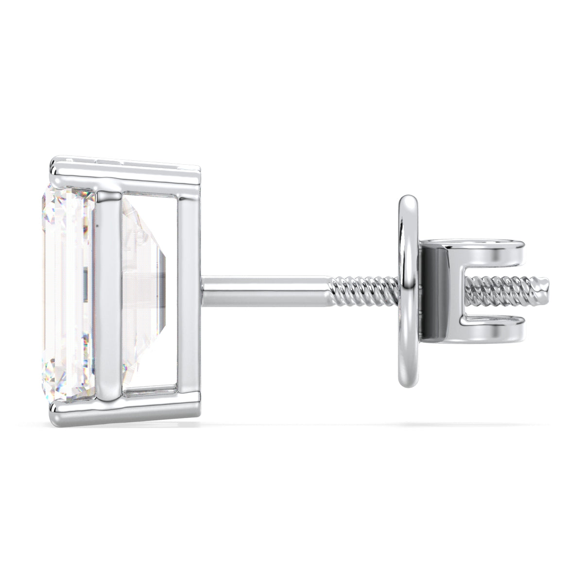 KATE EMERALD CUT LAB GROWN DIAMOND SOLITAIRE EAR STUDS, GOLD