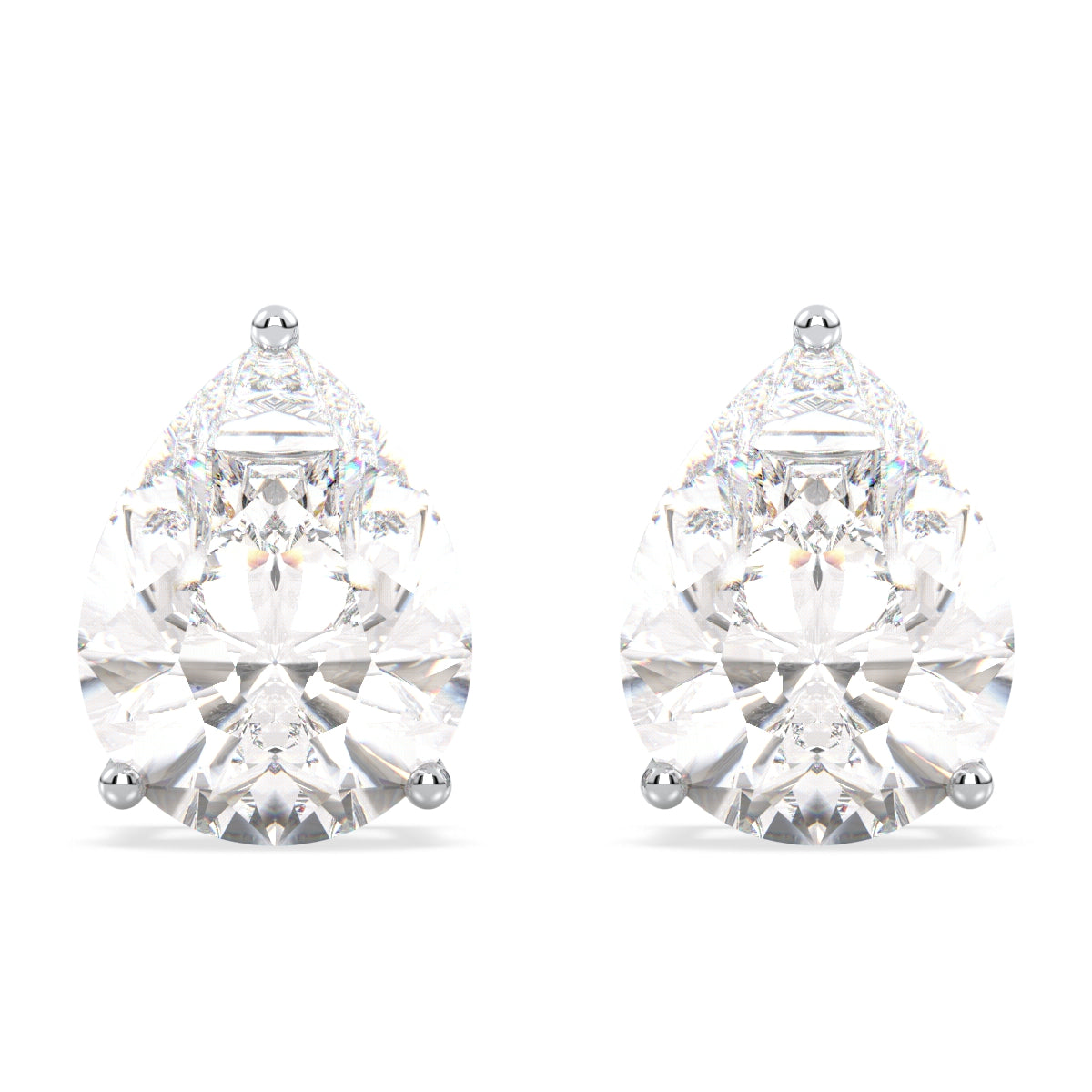 MARGUERITE PEAR CUT LAB GROWN DIAMOND SOLITAIRE EAR STUDS, GOLD