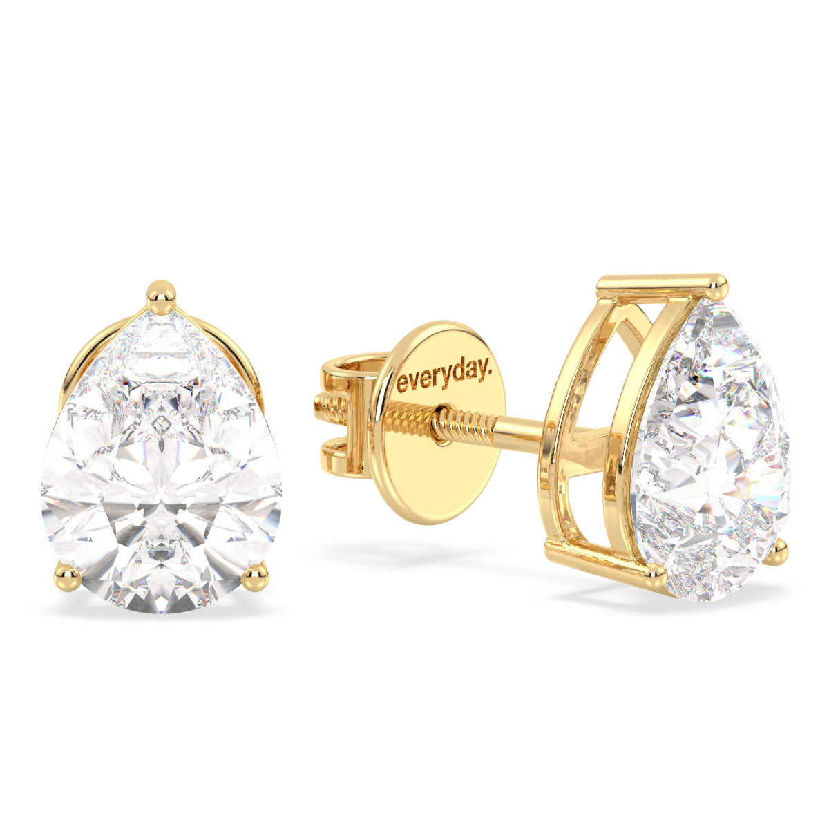 MARGUERITE PEAR CUT LAB GROWN DIAMOND SOLITAIRE EAR STUDS, GOLD