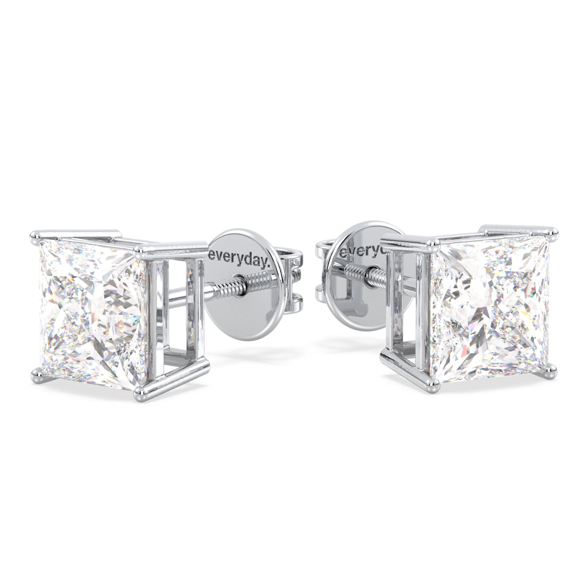 AZALEA PRINCESS CUT LAB GROWN DIAMOND SOLITAIRE EAR STUDS, GOLD