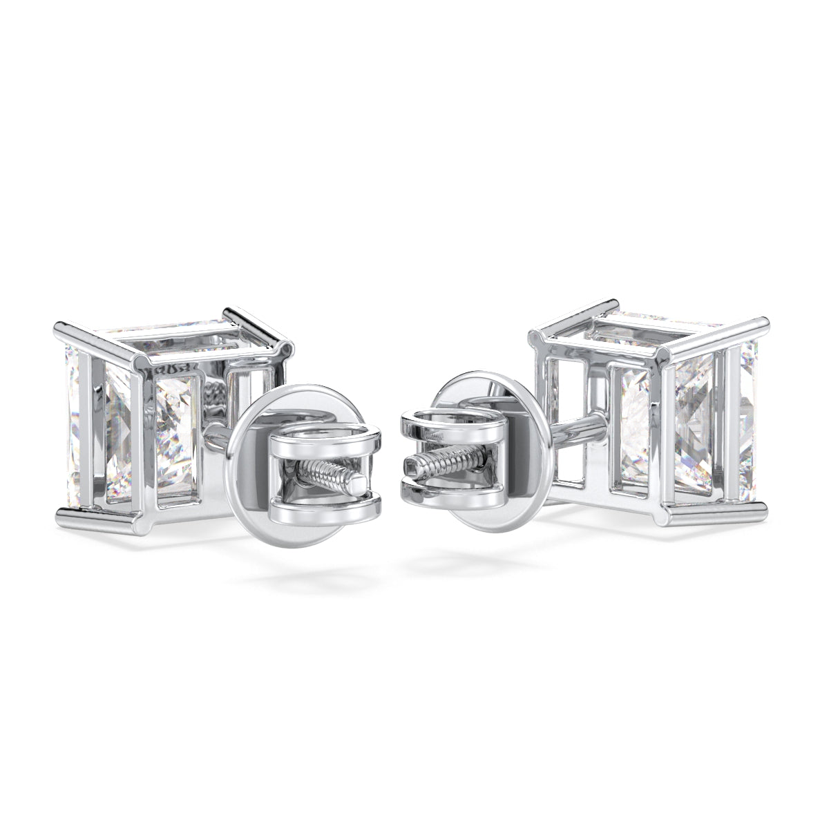 AZALEA PRINCESS CUT LAB GROWN DIAMOND SOLITAIRE EAR STUDS, GOLD