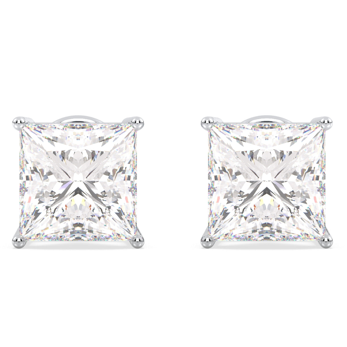 AZALEA PRINCESS CUT LAB GROWN DIAMOND SOLITAIRE EAR STUDS, GOLD