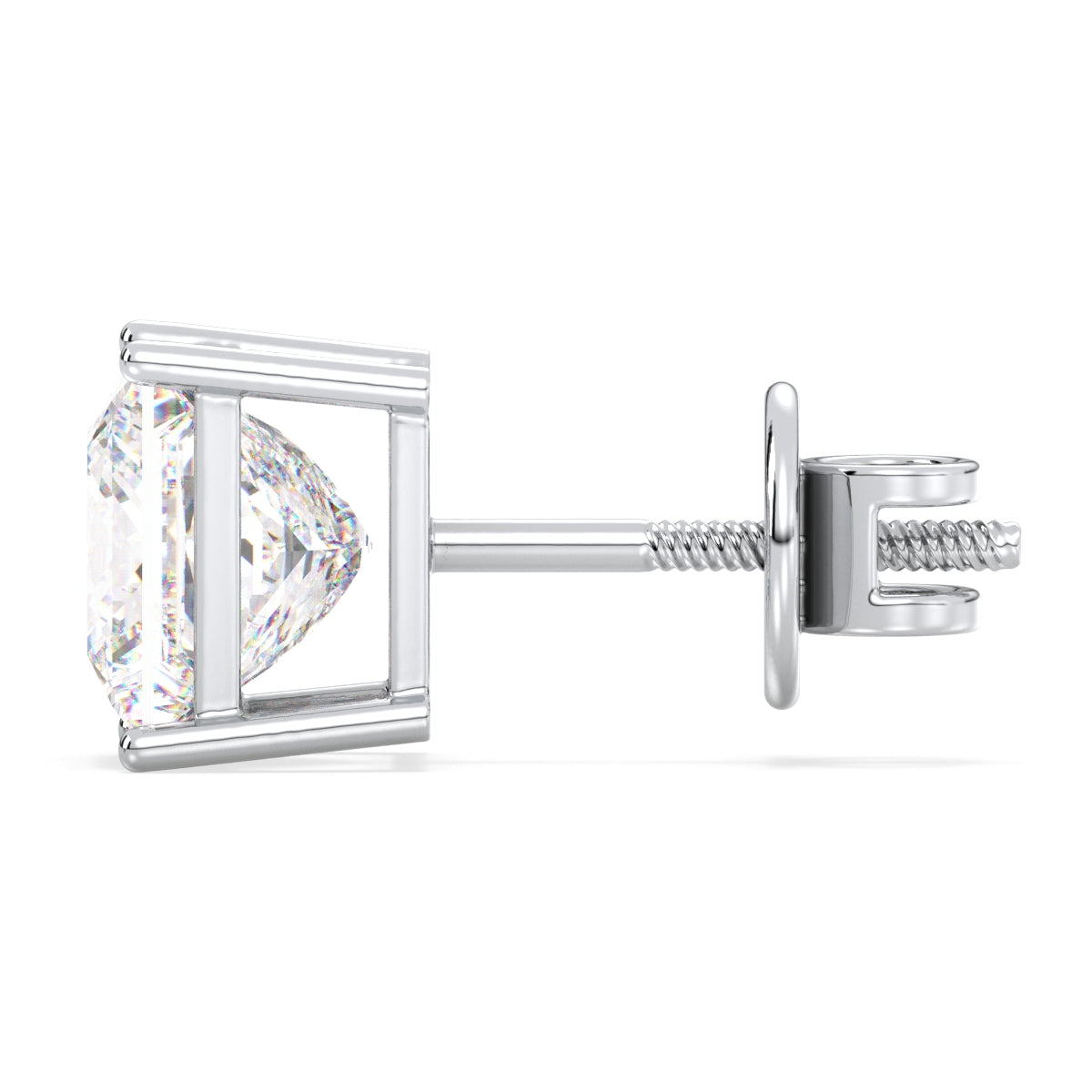 AZALEA PRINCESS CUT LAB GROWN DIAMOND SOLITAIRE EAR STUDS, GOLD