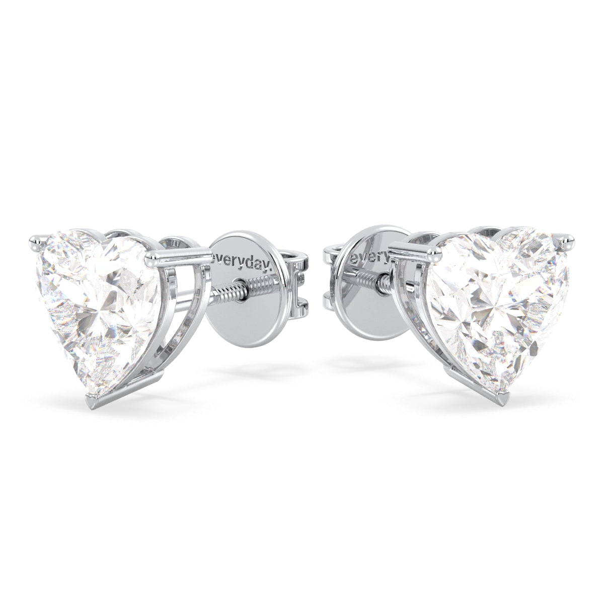 CLEMENCE HEART CUT LAB GROWN DIAMOND SOLITAIRE CLASSIC EAR STUDS, GOLD