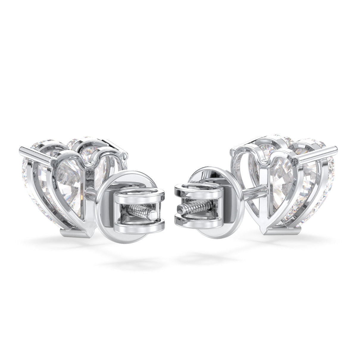 CLEMENCE HEART CUT LAB GROWN DIAMOND SOLITAIRE CLASSIC EAR STUDS, GOLD