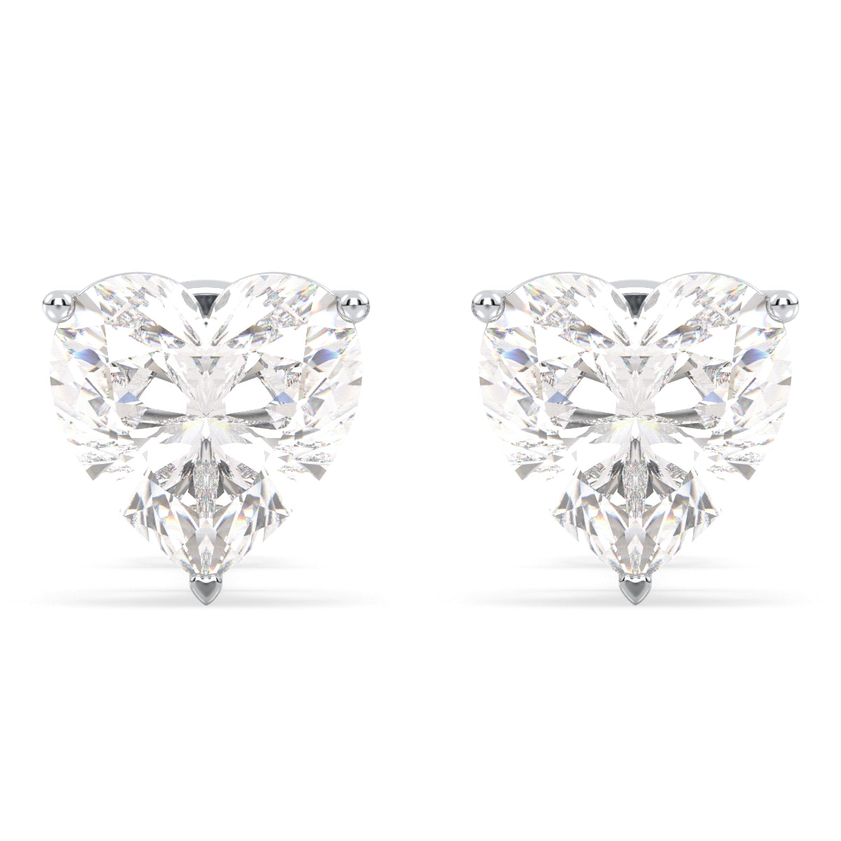 CLEMENCE HEART CUT LAB GROWN DIAMOND SOLITAIRE CLASSIC EAR STUDS, GOLD