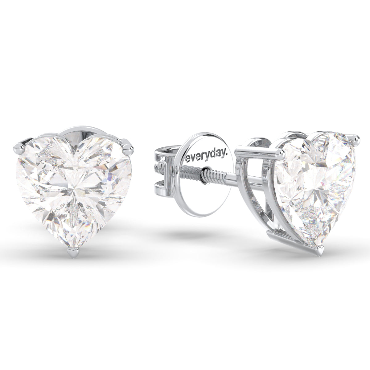 CLEMENCE HEART CUT LAB GROWN DIAMOND SOLITAIRE CLASSIC EAR STUDS, GOLD