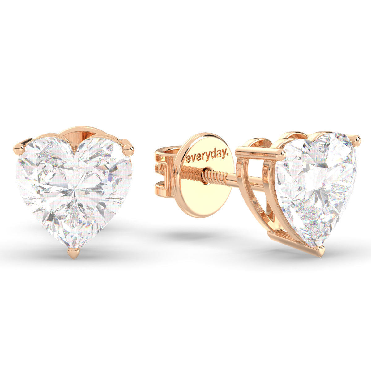 CLEMENCE HEART CUT LAB GROWN DIAMOND SOLITAIRE CLASSIC EAR STUDS, GOLD