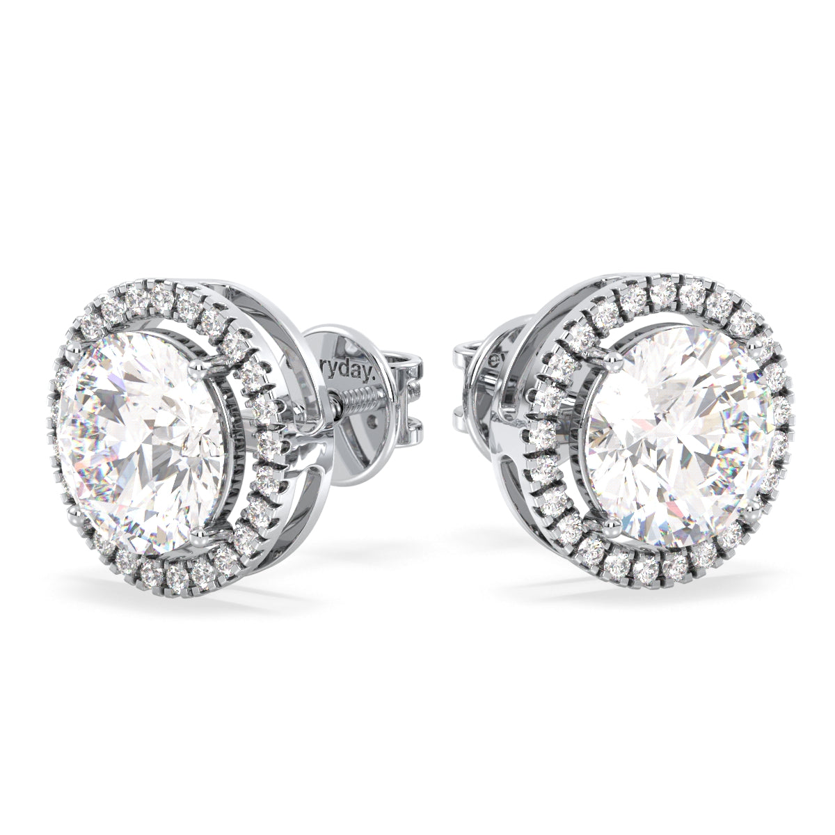 SOPHIA HALO ROUND CUT LAB GROWN DIAMOND SOLITAIRE CLASSIC EAR STUDS, GOLD