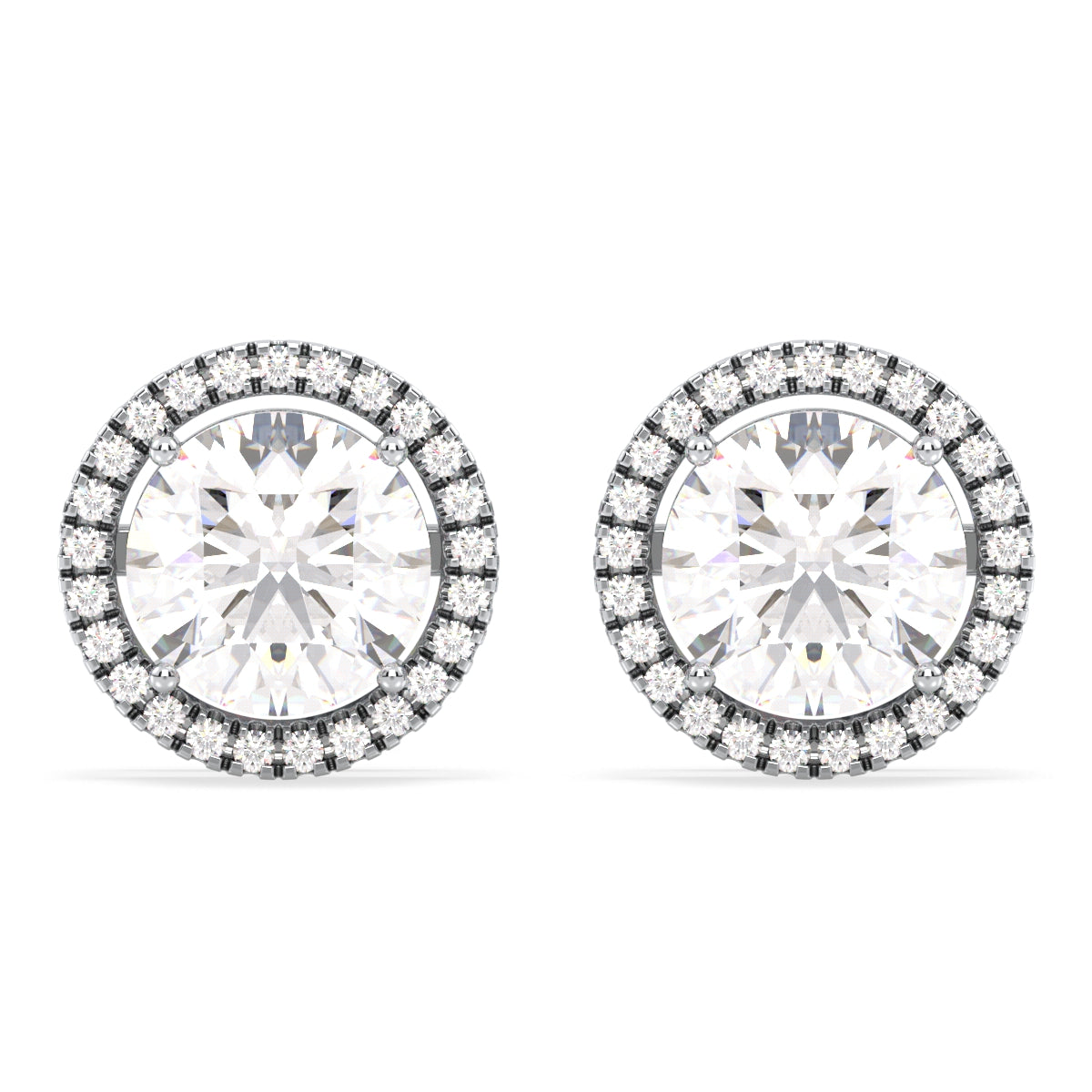 SOPHIA HALO ROUND CUT LAB GROWN DIAMOND SOLITAIRE CLASSIC EAR STUDS, GOLD