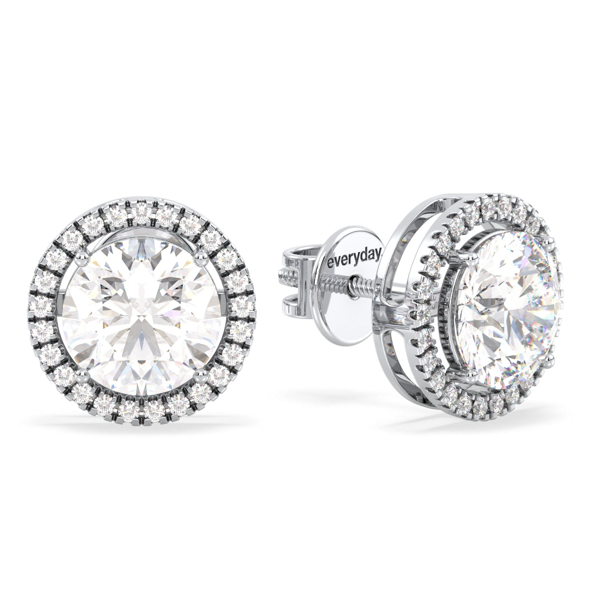 SOPHIA HALO ROUND CUT LAB GROWN DIAMOND SOLITAIRE CLASSIC EAR STUDS, GOLD