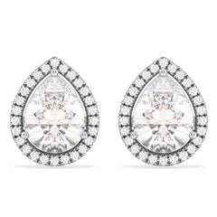 MARGUERITE HALO PEAR CUT LAB GROWN DIAMOND SOLITAIRE EAR STUDS, GOLD